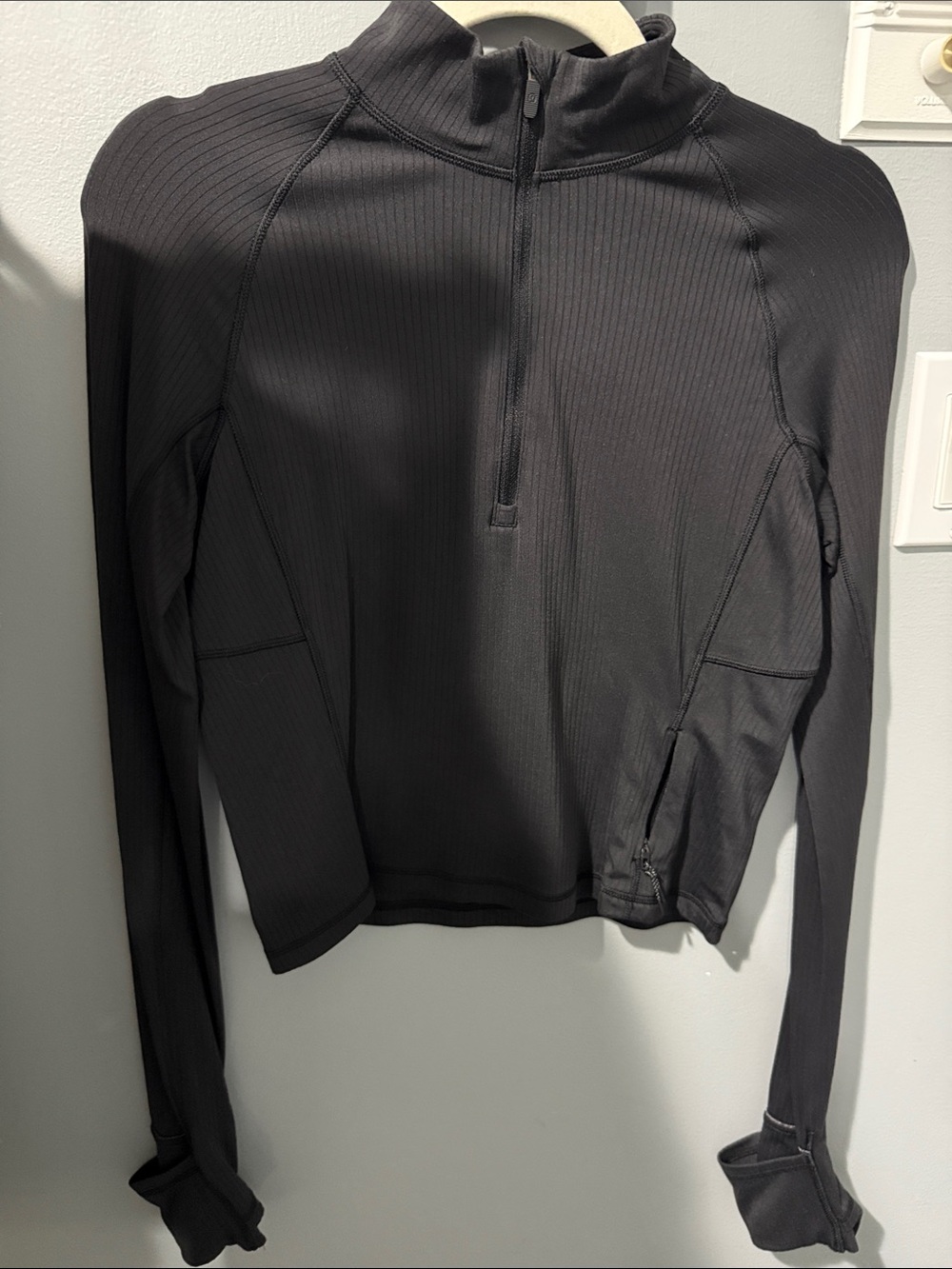 lululemon athletica Black Ribbed Quarter-Zip Long Sleeve Top